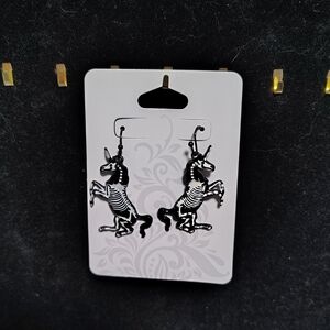Black Skeleton Unicorn Earrings